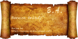 Bencze Anikó névjegykártya