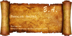 Bencze Anikó névjegykártya